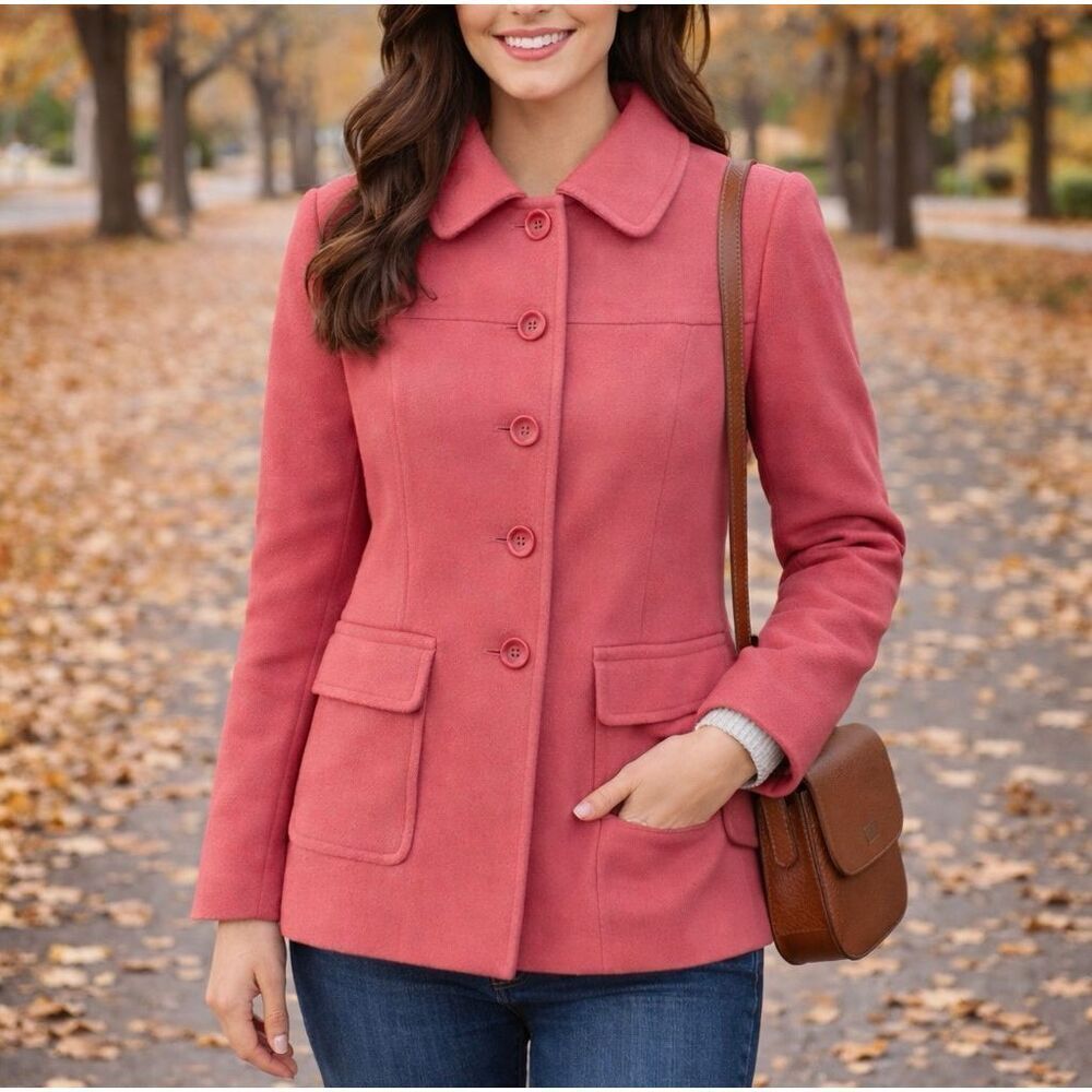 Pendleton 100% merino wool pink peacoat jacket L